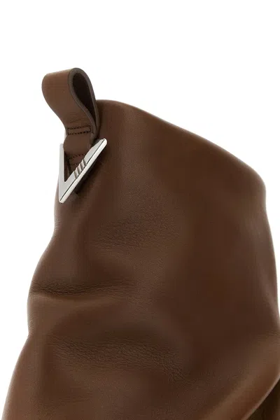 Attico Caramel Leather Mini Robin Ankle Boots In Brown