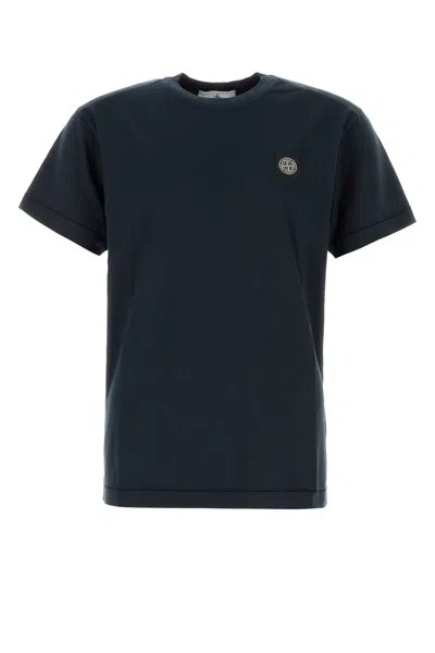 Stone Island Sage Green Cotton Jersey T-shirts In Black