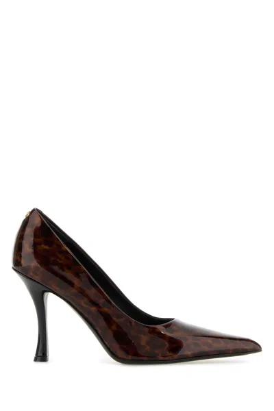Ferragamo Pointed Toe Patent Pumps With Tortoiseshell Pattern In Brown