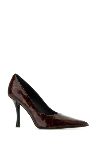 Ferragamo Pointed Toe Patent Pumps With Tortoiseshell Pattern In Brown