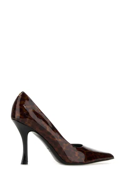 Ferragamo Pointed Toe Patent Pumps With Tortoiseshell Pattern In Brown
