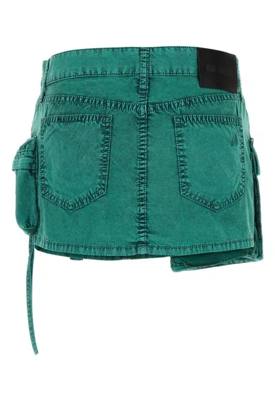 Attico Mini Skirt With Distressed Finish And Pockets In Green