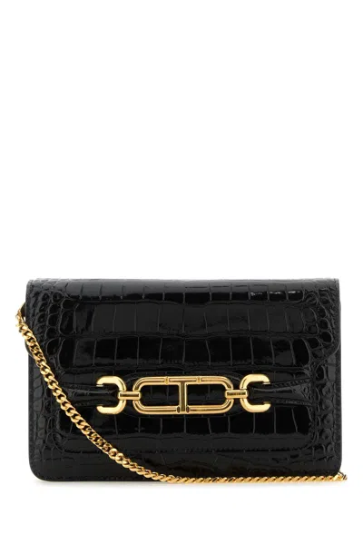 Tom Ford Whitney Crocodile Print Shoulder Bag. In Black