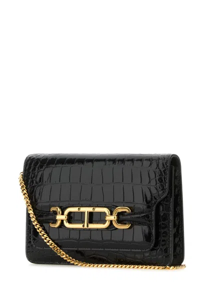 Tom Ford Whitney Crocodile Print Shoulder Bag. In Black