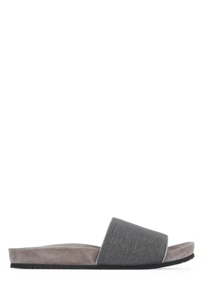 Brunello Cucinelli Pair Of Slippers Mzmig1390 Cg546 In Gray