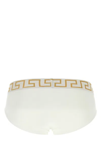 Versace White Stretch Cotton Brief In Neutrals