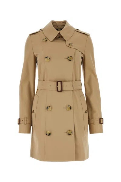 Burberry Belted Double-breasted Trench Coat With Epaulettes And Storm Flap In Brown