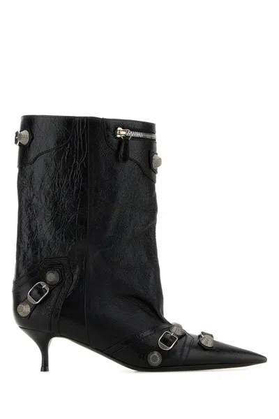 Balenciaga Mid-calf Lambskin Boots With Metallic Accents