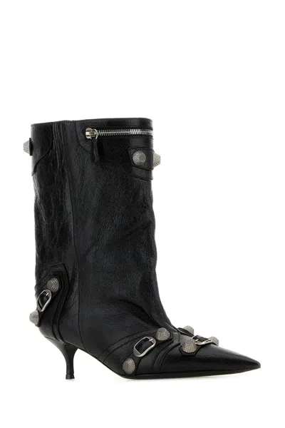 Balenciaga Mid-calf Lambskin Boots With Metallic Accents