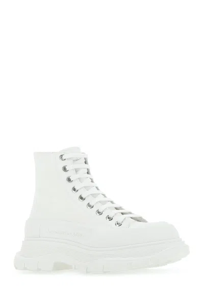 Alexander Mcqueen 45mm Tread Slick Canvas Combat Boots In White
