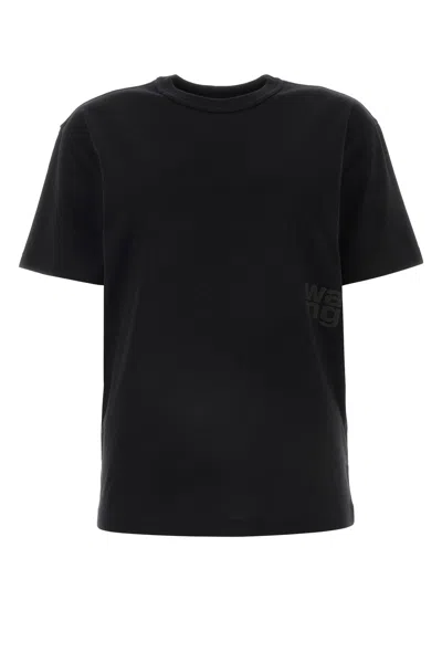 Alexander Wang T Essential Jsy Ss Tee W Puff Logo & Bound Neck 4cc3241520 001 In Black