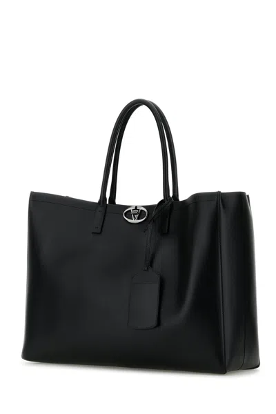 Valentino Garavani Vlogo Locker Tote Bag With Suede Lining In Black