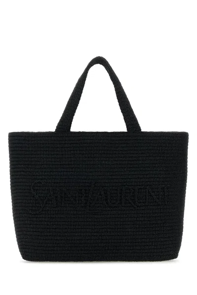Saint Laurent Quilted Rectangular Shopping Bag With Soft Texture In Black