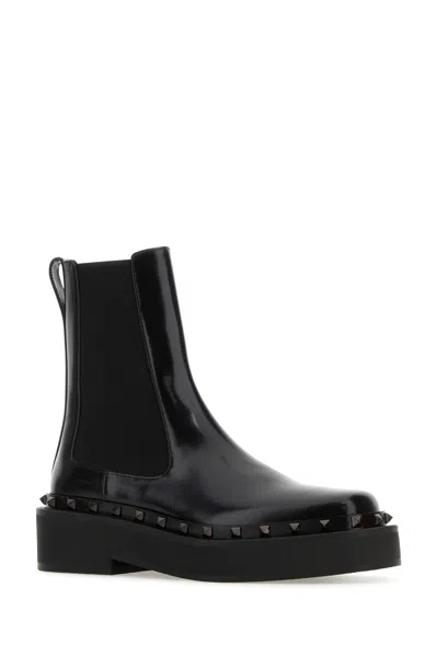 Valentino M-way Rockstud 50 Leather Bootie In Black