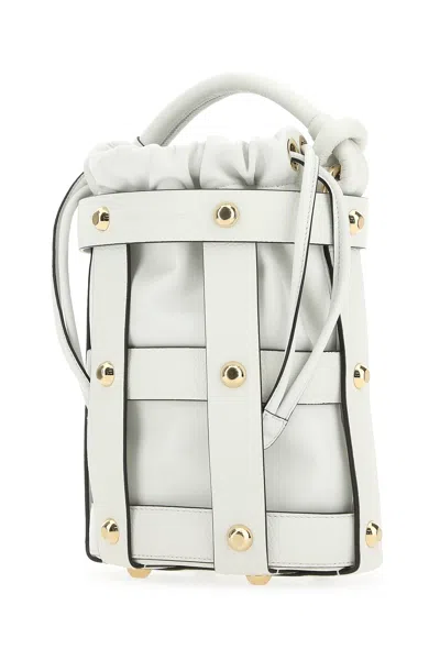 Ferragamo Stud-embellished Bucket Bag In White