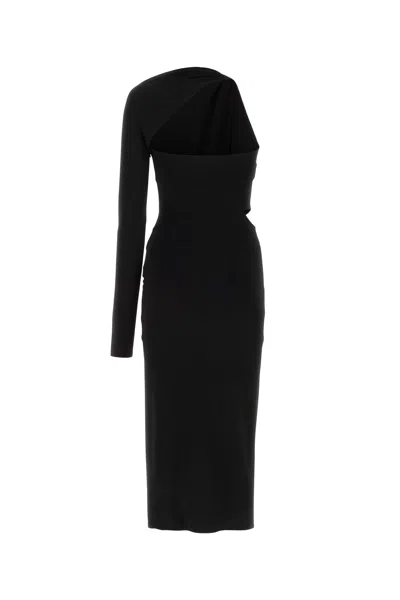 Versace Jersey One Sleeve Midi Dress In Black