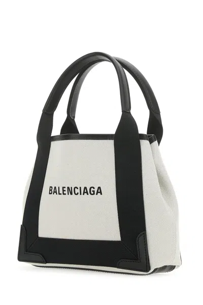 Balenciaga Woman Two-tone Canvas Small Cobas Navy Handbag In Multi
