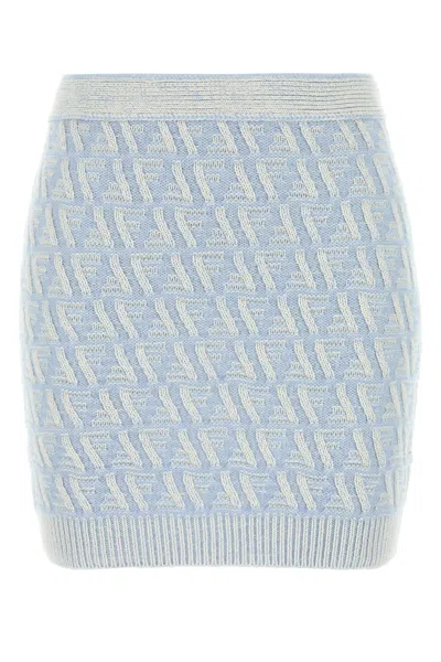 Fendi Ff Jacquard Wool Cashmere Mini Skirt