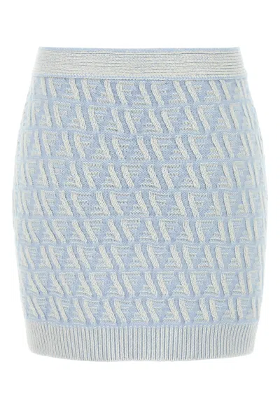 Fendi Ff Jacquard Wool Cashmere Mini Skirt