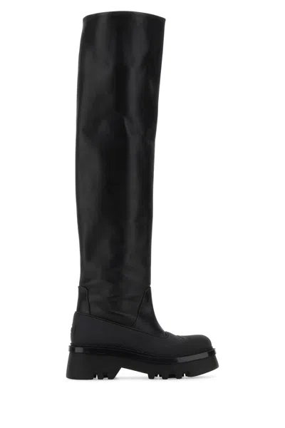 Chloé Leather Knee-high Boots With Tank Sole In Black