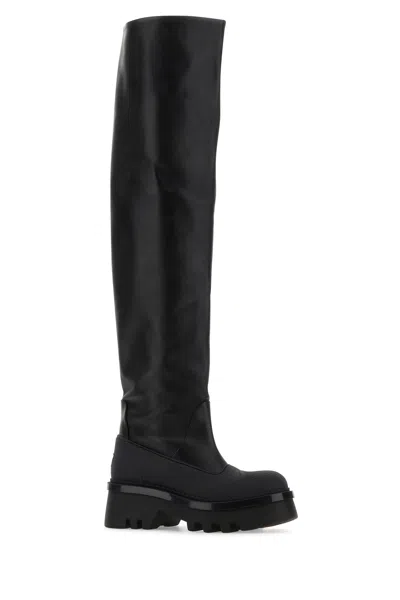 Chloé Leather Knee-high Boots With Tank Sole In Black