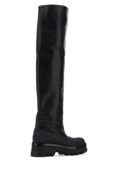Chloé Leather Knee-high Boots With Tank Sole In Black