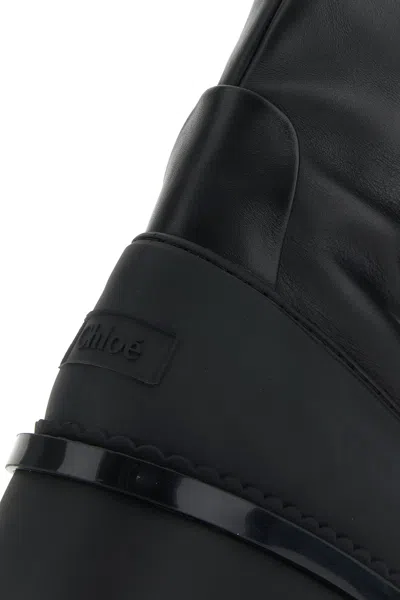 Chloé Leather Knee-high Boots With Tank Sole In Black