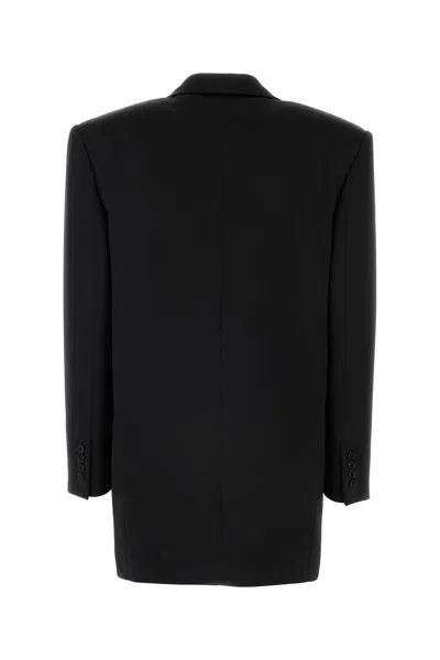 Saint Laurent Giacca In Raso Nero  Donna