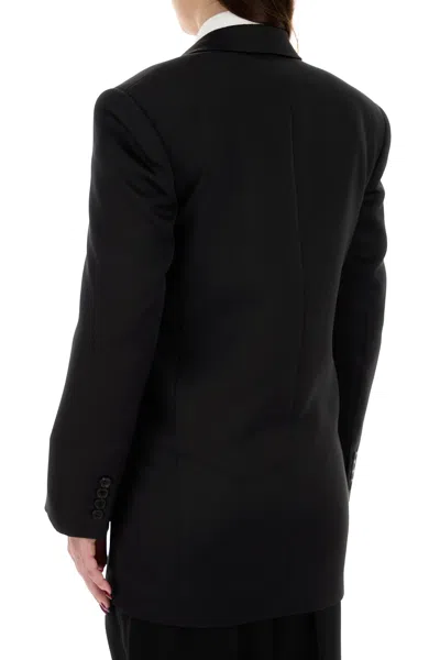 Saint Laurent Giacca In Raso Nero  Donna