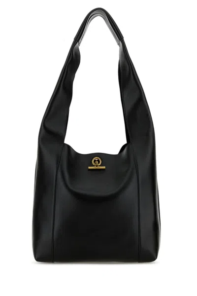 Saint Laurent Black Leather Tanger Shopping Bag