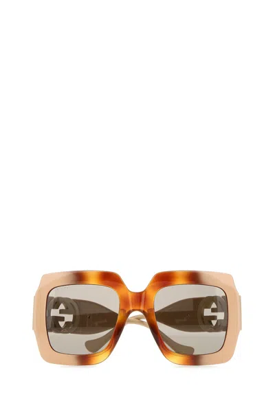 Gucci Tortoiseshell-effect Oversized-frame Sunglasses In Brown