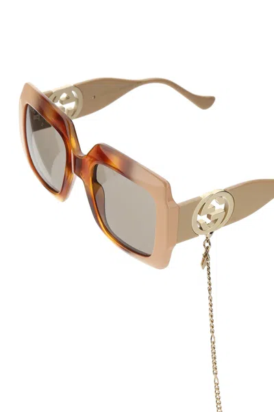 Gucci Tortoiseshell-effect Oversized-frame Sunglasses In Brown