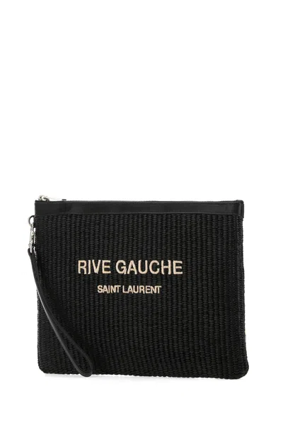 Saint Laurent Black Raffia Clutch  Nd  Uomo Tu