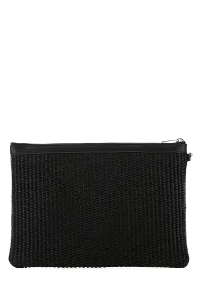 Saint Laurent Black Raffia Clutch  Nd  Uomo Tu