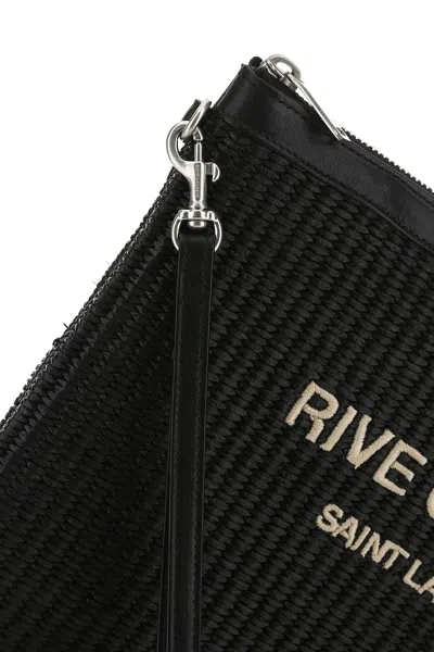 Saint Laurent Black Raffia Clutch  Nd  Uomo Tu
