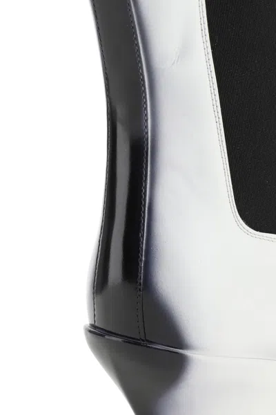 Prada White Leather Ankle Boots