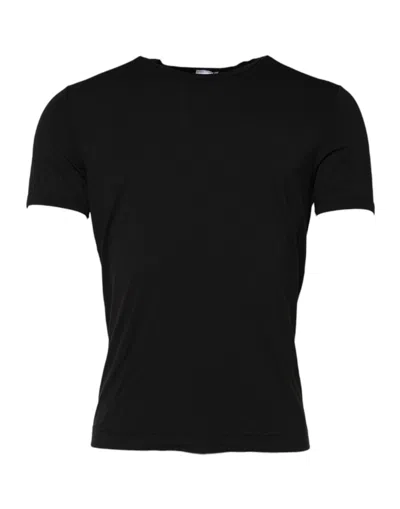 Dolce & Gabbana Black Cotton Round Neck Short Sleeves T-shirt