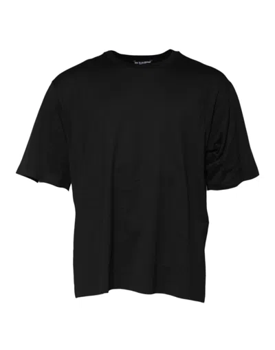 Dolce & Gabbana Black Cotton Round Neck Short Sleeves T-shirt