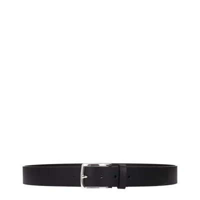 Testoni Black Leather Regular Belts In Black