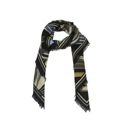 Ferragamo Black Wool Foulards In Multi
