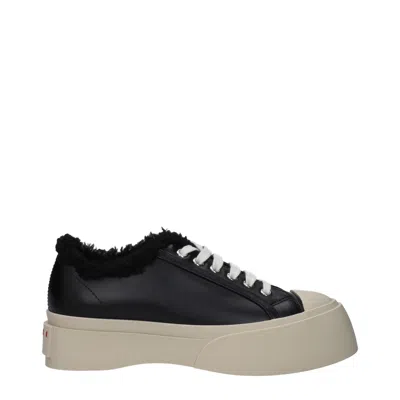 Marni Black Smooth Leather Sneakers In Black