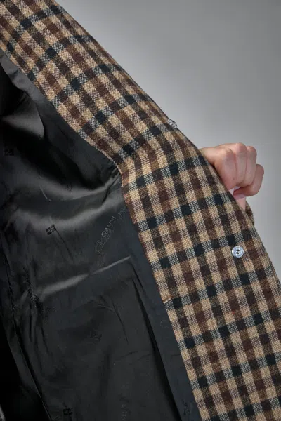 Ganni Check Wool Blend Oversized Blazer With Notched Lapels In Brown