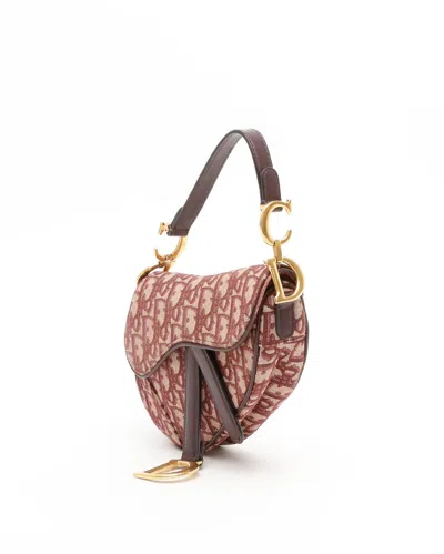 Dior Christian  Oblique Mini Saddle Bag In Brown
