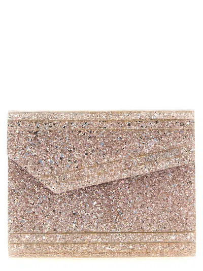 Jimmy Choo Candy Clutch Bag In Fabric With Glitter In Pink