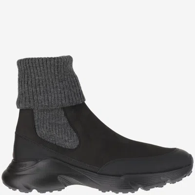 Tod's Chunky Sole Suede Leather Sneakers In Black