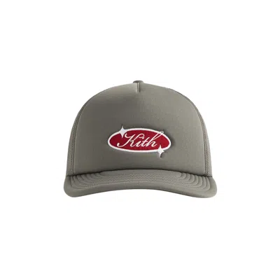 Pre-owned Kith Freeway Logo Poly Foam Nolan Trucker Hat 'caraway' | Grey | Men's Size Onesize In Gray