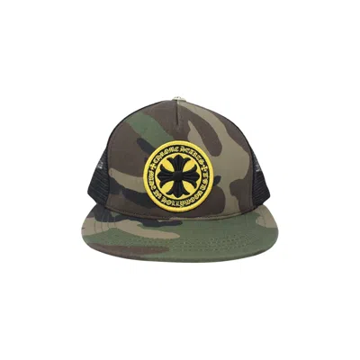 Pre-owned Chrome Hearts Plus Cross Seal Stamp Trucker Hat 'camo' | Green | Men's Size Onesize