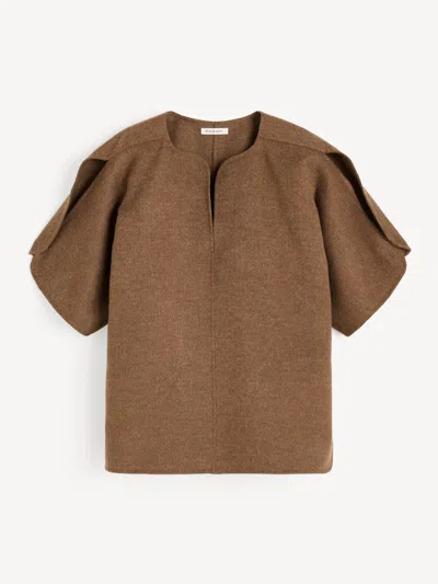 By Malene Birger Calle Wool Blouse In Dark Brown Melange