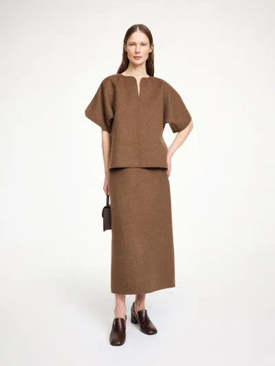 By Malene Birger Calle Wool Blouse In Dark Brown Melange