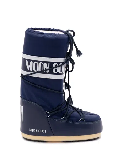 Moon Boot Logo-print Drawstring Boots In Blue